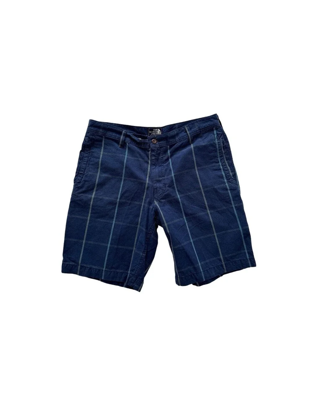 The North Face Men’s Plaid Cargo Shorts Size 36 Navy Outdoor Hiking Casual